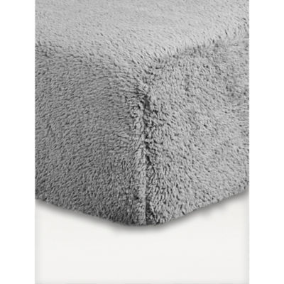 George Home Grey Teddy Fleece Fitted Sheet - Single