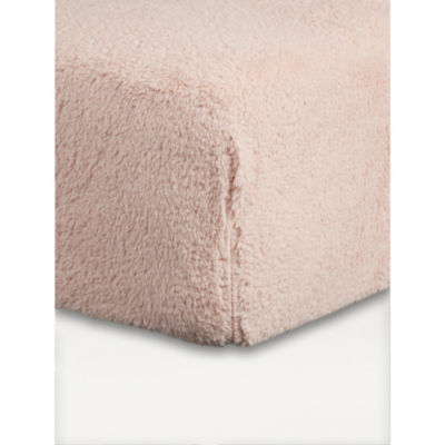 George Home Pink Teddy Fleece Fitted Sheet - Single