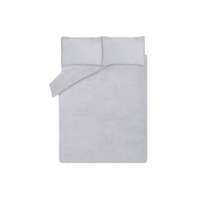 George Home Grey Teddy Fleece King Duvet Set