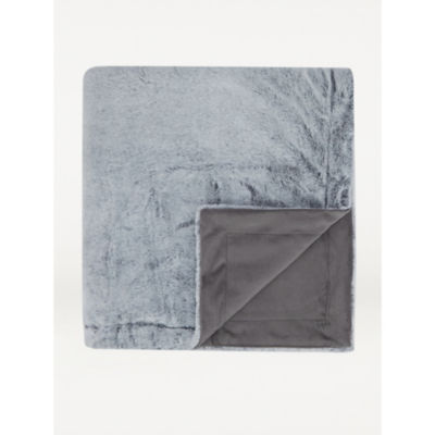 George Home Grey Faux Fur Throw