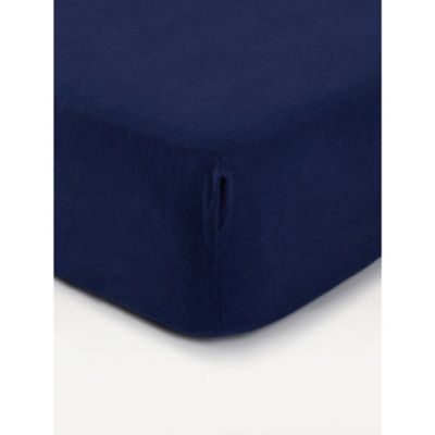 George Home Navy Brushed Cotton Fitted Sheet - Single