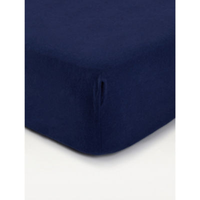 George Home Navy Brushed Cotton Fitted Sheet - Double