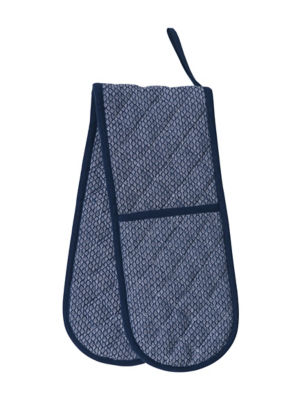 George Home Blue Woven Double Oven Glove