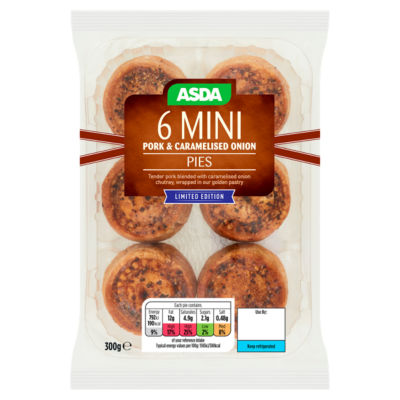 ASDA Limited Edition 6 Tasty Mini Smoky BBQ Pork Pies 300g