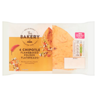 The BAKERY at ASDA 4 Chipotle Flamebaked Folded Flatbreads