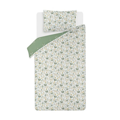 George Home Green Dandelion Bunnies Reversible Duvet Cover Set Single