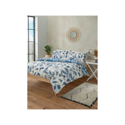 George Home Blue Soft Branches Reversible Duvet Cover Set King