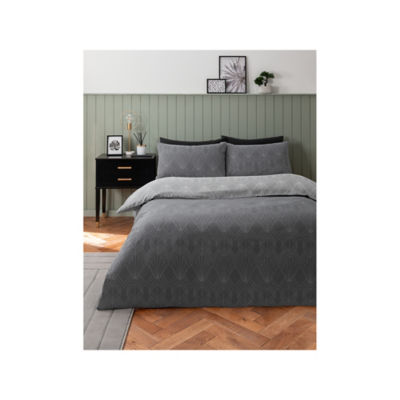 George Home Charcoal Opulent Geo Reversible Duvet Cover Set - Single