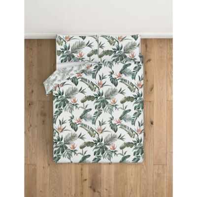 George Home 100% Cotton Tropical Palm Duvet Cover Set Double