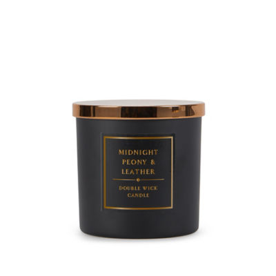 George Home Classic Midnight Peony and Leather Double Wick Candle