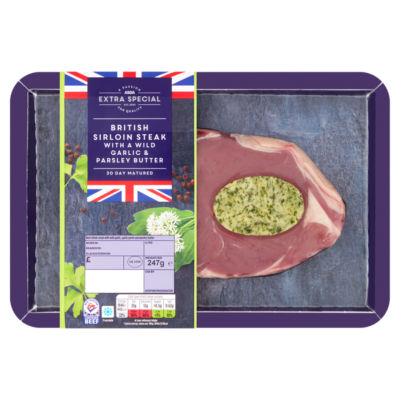 ASDA Extra Special British Sirloin Steak with Wild Garlic & Parsley Butter