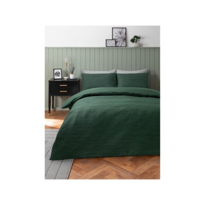 George Home Crinkle Stripe Duvet Set - Double