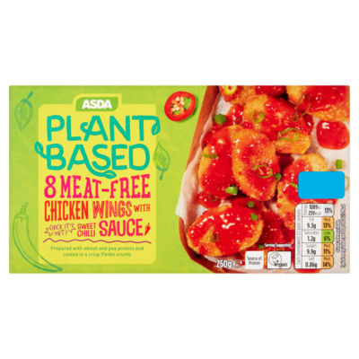 Plant Based by ASDA 8 Meat-Free Chicken Wings with Sweet Chilli Sauce 250g