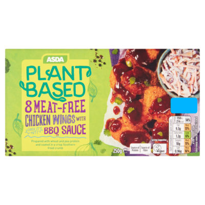 Plant Based by ASDA 8 Meat-Free Chicken Wings with BBQ Sauce 250g