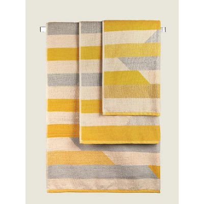 George Home Medium Grey and Yellow Stripe Bath Towel