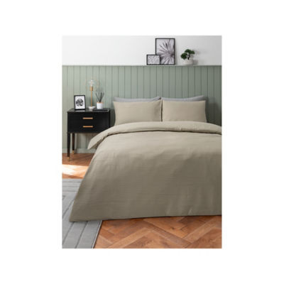 George Home Crinkle Stripe Duvet Set - Super King