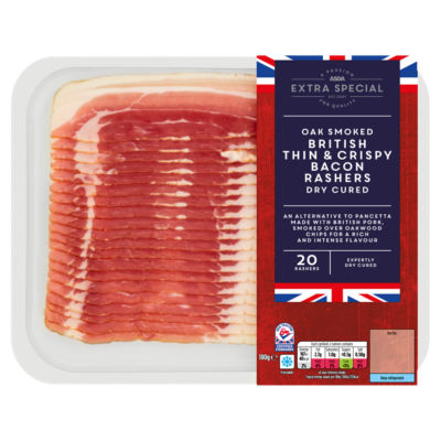 ASDA Extra Special Oak Smoked 20 British Thin & Crispy Bacon Rashers