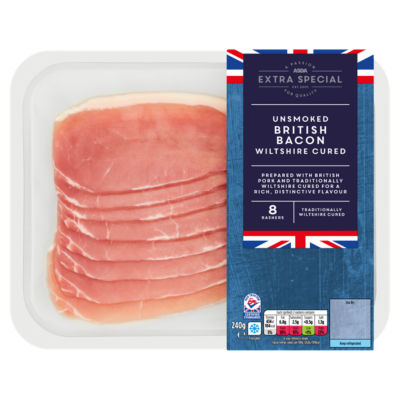 ASDA Extra Special 8 Unsmoked British Bacon Wiltshire Cured