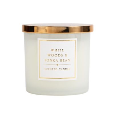 George Home Classic White Woods and Tonka Bean Double Wick Candle