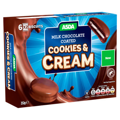 ASDA 12 Milk Chocolate Coated Cookies & Cream 252g