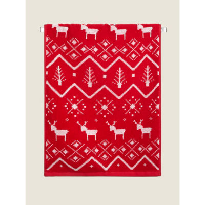 George Home Small Red & White Fairisle Christmas Guest Towel