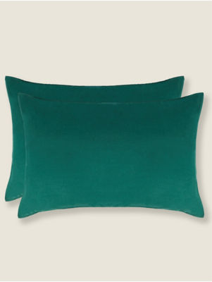 George Home Green Brushed Cotton Pillowcase Pair