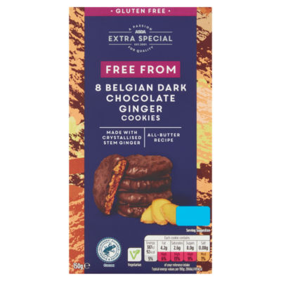 ASDA Extra Special Free From 8 Belgian Dark Chocolate Ginger Cookies