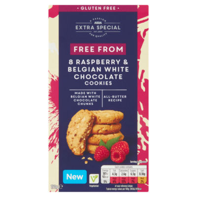 ASDA Extra Special Free From 8 Raspberry & Belgian White Chocolate Cookies