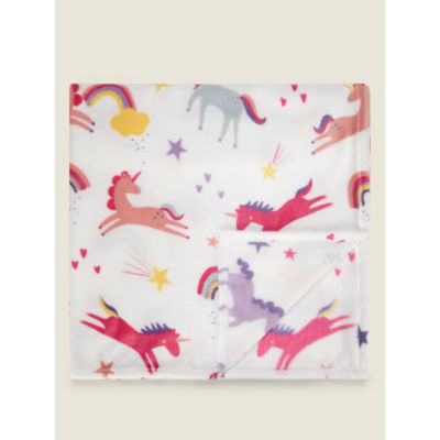 George Home White Unicorn Fleece Blanket