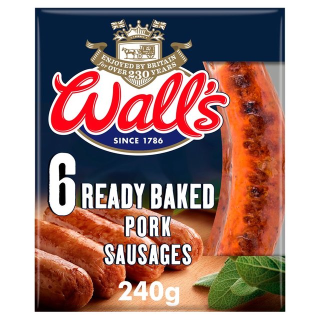 Wall's 6 Ready Baked Pork Sausages 240g