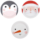 Sainsbury's Home Santa Snowman Penguin Face Plates x10