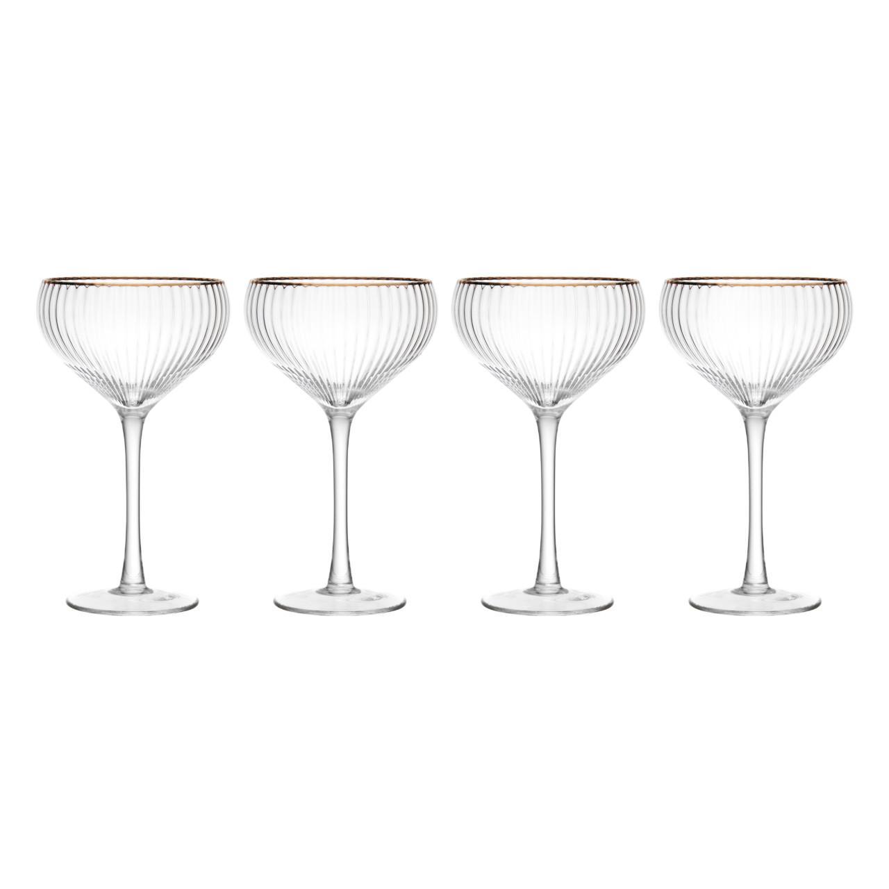 Mikasa Sorrento 4pc Champagne Coupe Glasses, 350ml, Gift boxed