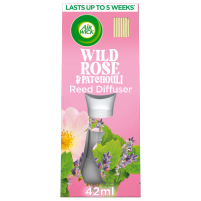 Air Wick Wild Rose & Patchouli Essential Oils Reeds Diffuser 42ml Lasts up to 5 weeks