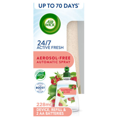 Air Wick Active Fresh Aerosol-Free Automatic Spray Kit, Raspberry & Lime -  HelloSupermarket