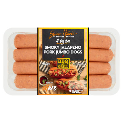 Simon Howie 4 Big Bite Smoky Jalapeno Pork Jumbo Dogs 400g