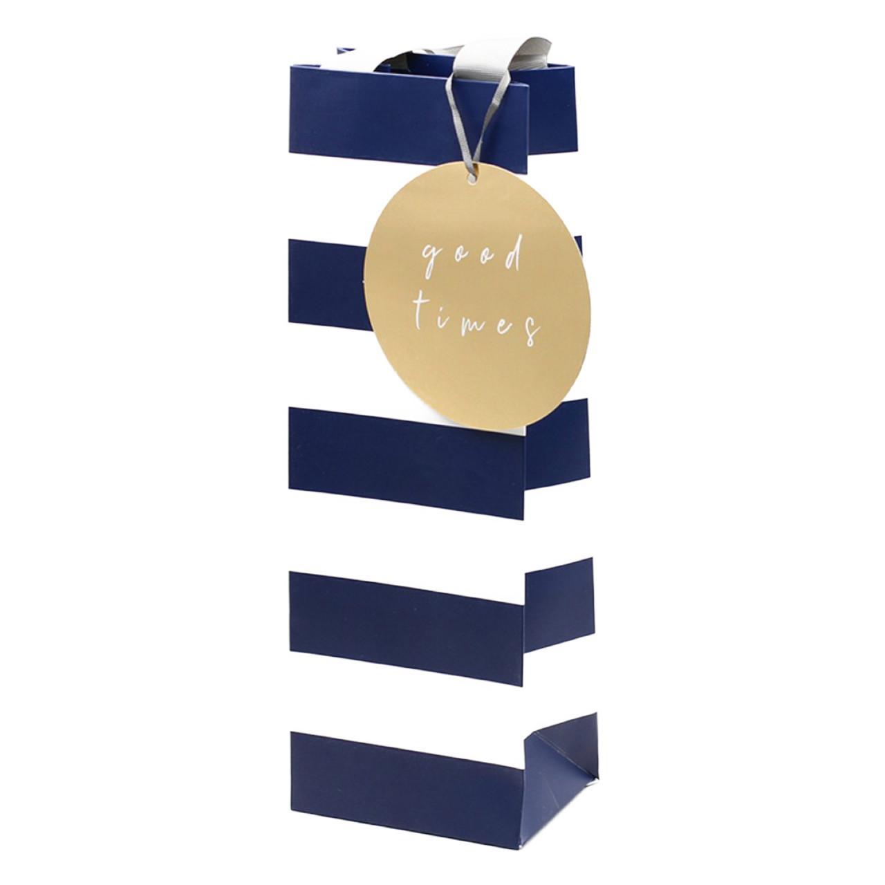 Belly Button Bubble Navy Stripe Bottle Gift Bag