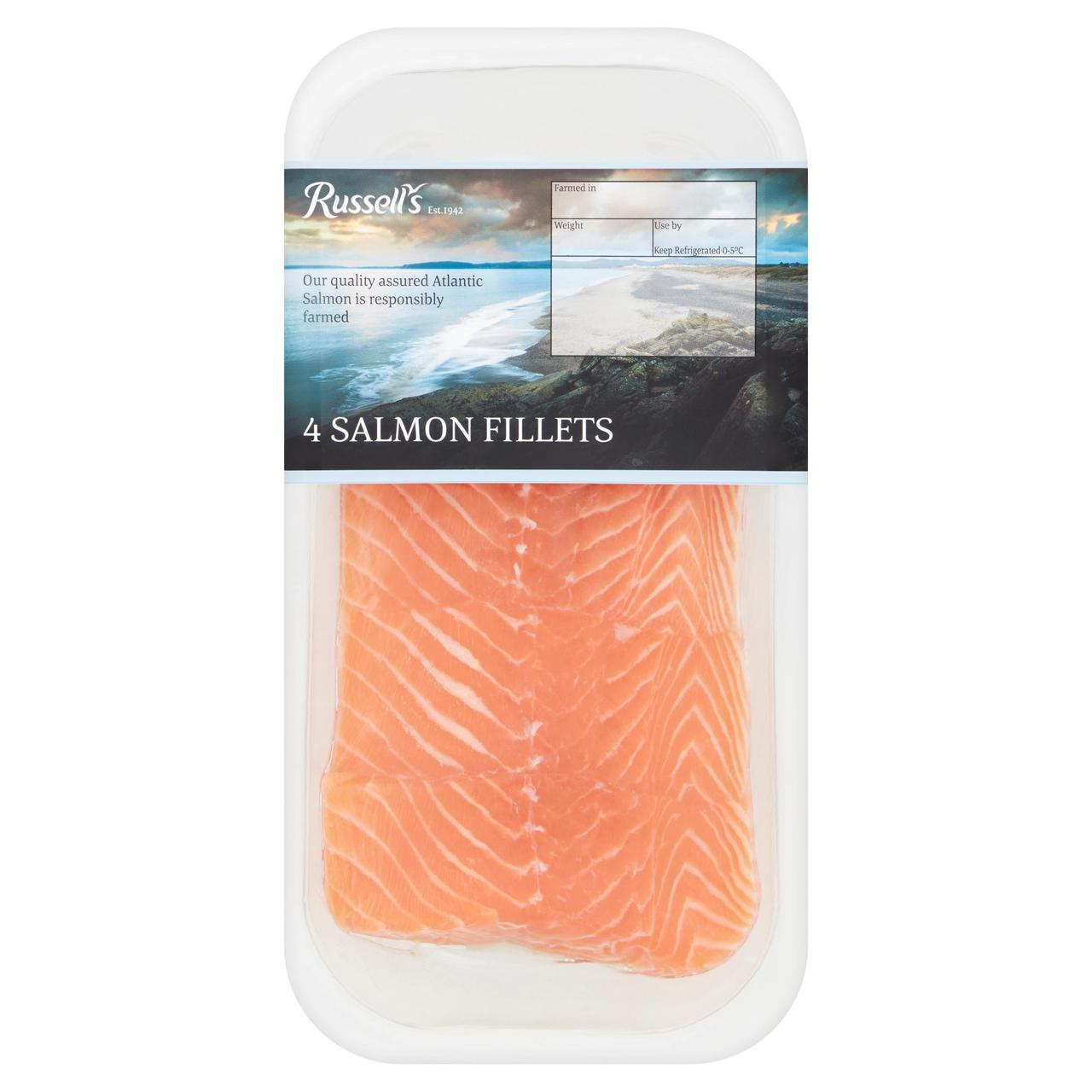 Russell's 4 Salmon Fillets Skin On