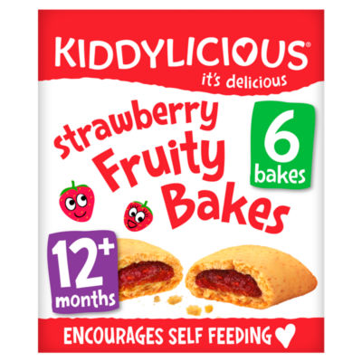 Kiddylicious Strawberry Fruity Bakes Baby Snacks 6 x 22g