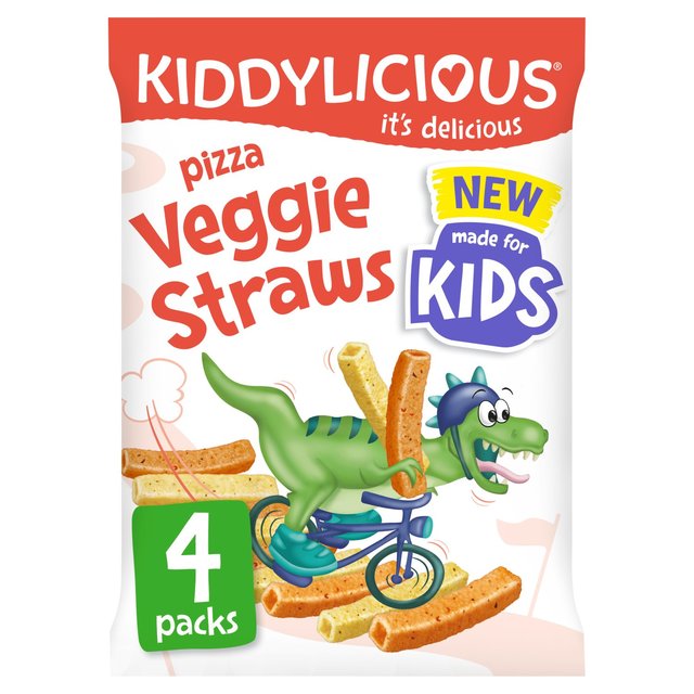 Kiddylicious Pizza Flavoured Veggie Straws Kids Snacks 4 x 12g