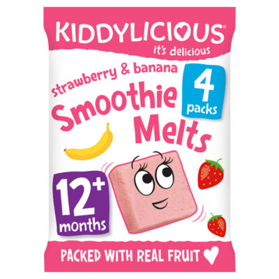 Kiddylicious Strawberry & Banana Smoothie Melts Baby Snacks Multi