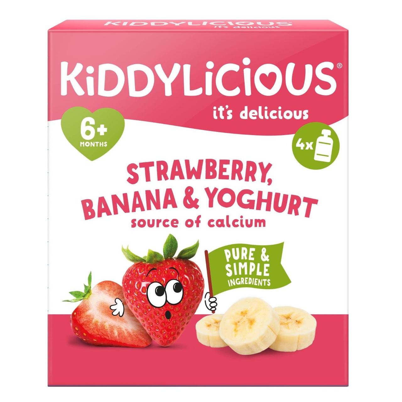 Kiddylicious Strawberry, Banana & Yoghurt Pouch Snack Baby Food multi 6m+