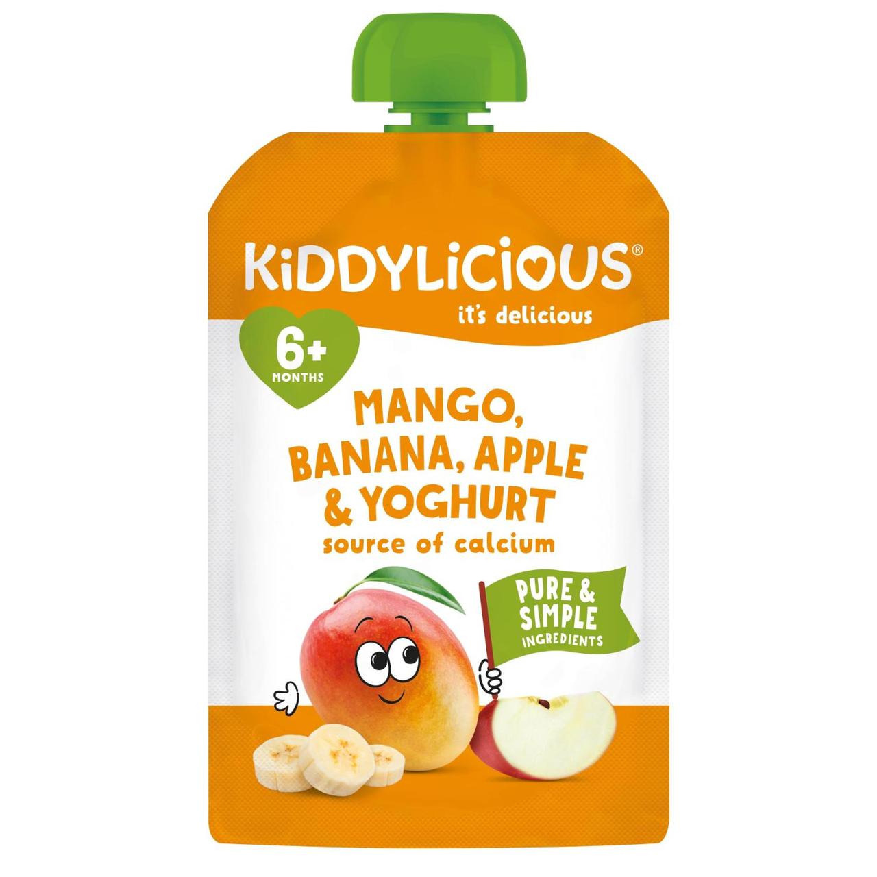 Kiddylicious Mango, Banana, Apple & Yoghurt Pouch Snack Baby Food 6+ months