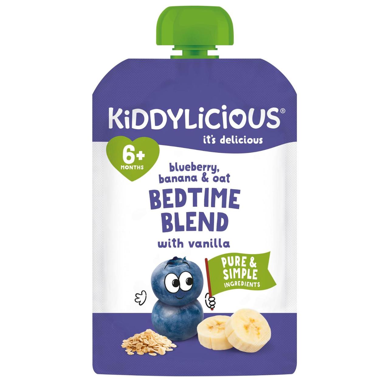 Kiddylicious Blueberry, Banana & Oat Bedtime Blend Pouch Baby Food 6m+