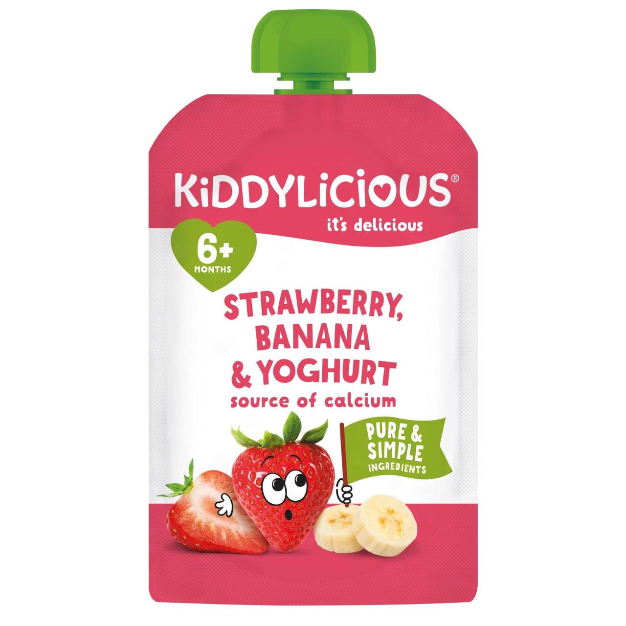 Kiddylicious Strawberry, Banana & Yoghurt Pouch Baby Food 100g