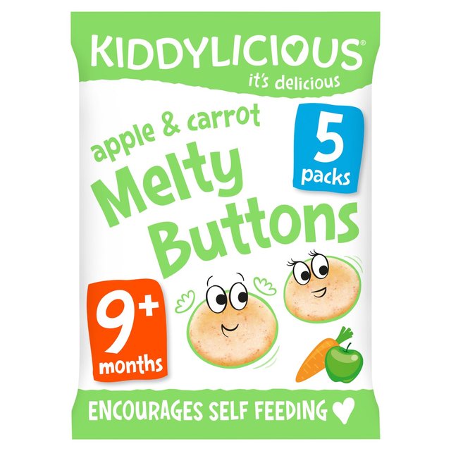 Kiddylicious Apple & Carrot Melty Buttons Baby Snacks 5 x 6g