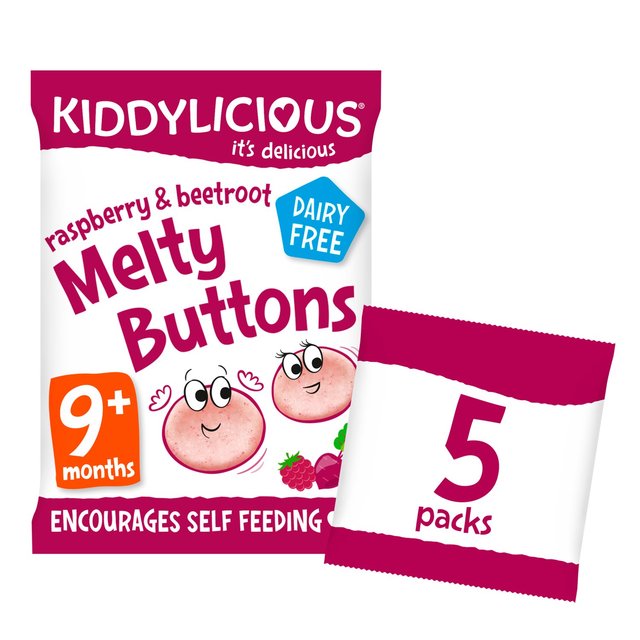 Kiddylicious Raspbery & Beetroot Melty Buttons Baby Snacks 5 X 6g