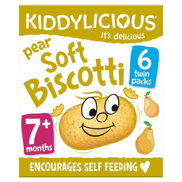 Kiddylicious Pear Soft Biscotti Baby Snacks Multi