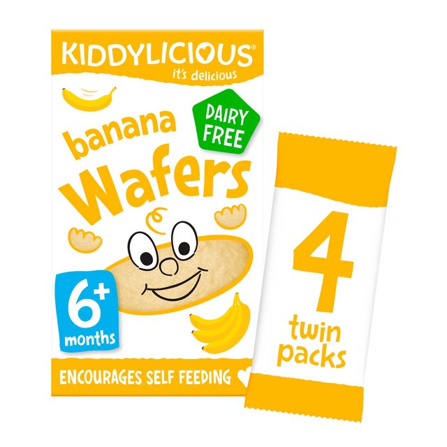 Kiddylicious Banana Mini Wafers Baby Snacks 4 x 4g