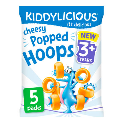 Kiddylicious Cheesy Flavoured Popped Hoops Kids Snacks Multi