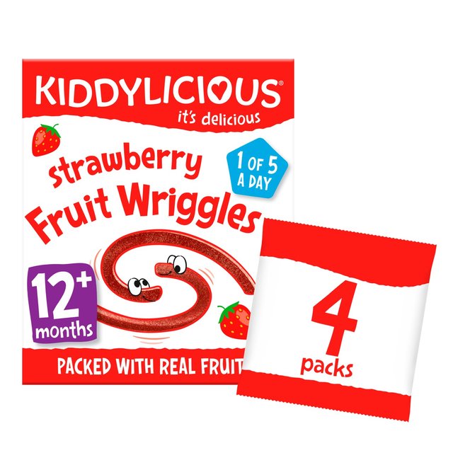 Kiddylicious Strawberry Wriggles Baby Snacks  4 x 12g